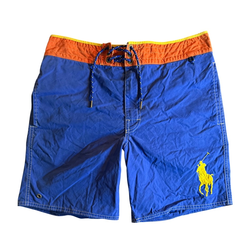 Polo Ralph Lauren Big Pony Swim Trunks Mens S Blue Colorblock Board Shorts
